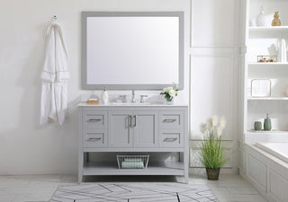 48 inch Single Bathroom Vanity in Grey with Backsplash