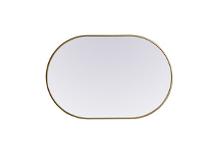 Metal Frame Oval Mirror 24x36 Inch in Brass