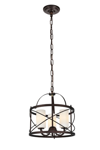 Wren Collection Pendant D15.8 H17.3 Lt:3 Dark Copper Brown and frosted white Finish