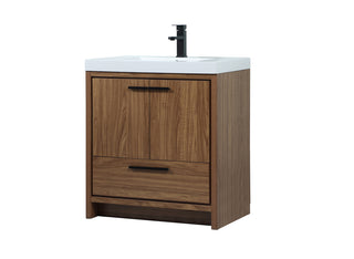 30 inch Single bathroom vanity in walnut brown