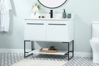 40 inch Single bathroom vanity in white with backsplash