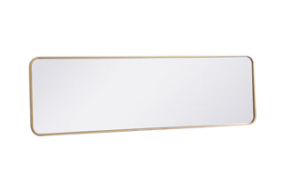 Soft corner metal rectangular mirror 18x60 inch in Brass