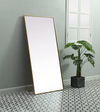 Metal Frame Rectangle Full Length Mirror 30x60 Inch in Brass