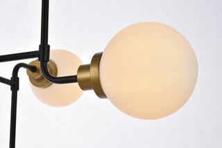 Hanson 8 lights pendant in black with brass with frosted shade