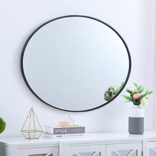 Metal frame oval mirror 40 inch in Black