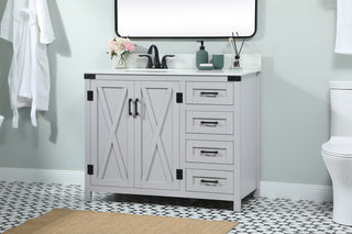 42 inch Single bathroom vanity in grey with backsplash
