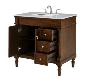 36 In. Single Bathroom Vanity Set In Walnut