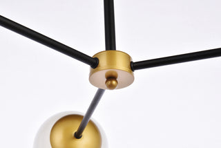 Briggs 32 inch pendant in black and brass with white shade