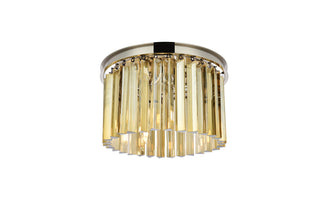 Sydney 3 light polished nickel Flush Mount Golden Teak (Smoky) Royal Cut Crystal