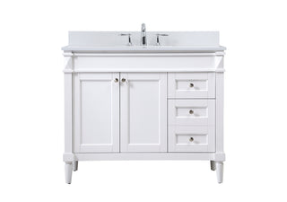 42 inch Single bathroom vanity in white with backsplash