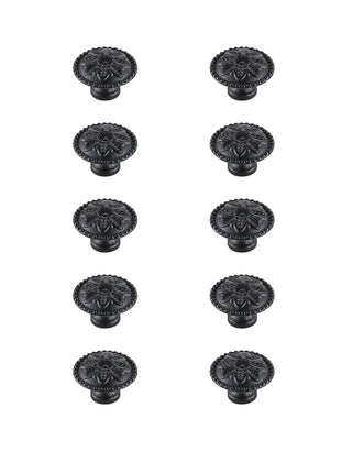 Corio 0.9" Diameter Matte Black Mushroom Knob Multipack (Set of 10)