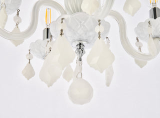 Rococo 4 light white Pendant White Royal Cut Crystal