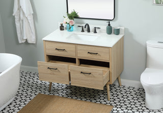 42 inch Single bathroom vanity in mango wood with backsplash