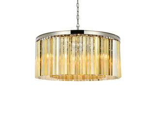 Sydney 8 light polished nickel Chandelier Golden Teak (Smoky) Royal Cut Crystal