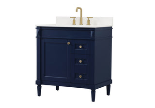 32 inch Single bathroom vanity in blue with backsplash