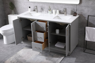 60 Inch Double Bathroom Vanity In Grey