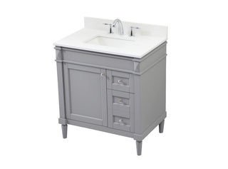 32 inch Single bathroom vanity in grey with backsplash