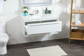 40 inch Single bathroom vanity in white with backsplash