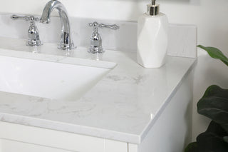 30 inch Single Bathroom Vanity in White with Backsplash