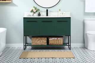 48 inch Single bathroom vanity in green with backsplash