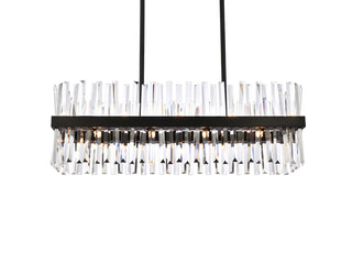 Serephina 36 inch crystal rectangle chandelier light in black