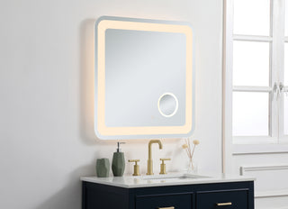 Lux 30in x 30in Hardwired LED mirror with magnifier and color changing temperature 3000K/4200K/6000K