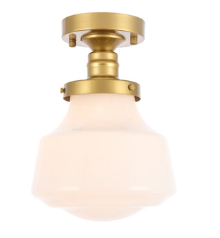 Lyle 1 light Brass and frosted white glass Flush mount