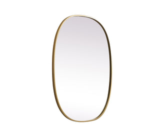 Metal Frame Oval Mirror 27x36 Inch in Brass