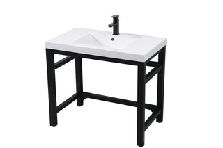 36 inch ADA compliant Single bathroom metal vanity in black