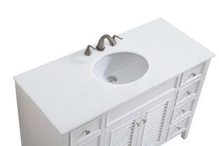 48 inch Single Bathroom vanity in White with ivory white engineered marble