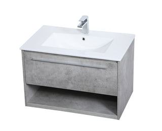 30 inch  Single Bathroom Floating Vanity in Concrete Grey