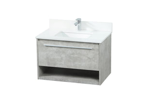 30 inch Single bathroom vanity in concrete grey with backsplash