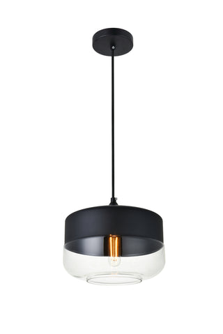 Ashwell 1 Light Black Pendant With Clear Glass