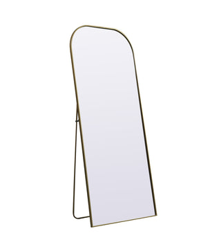 Metal Frame Arch Full Length Mirror 32x76 Inch in Brass