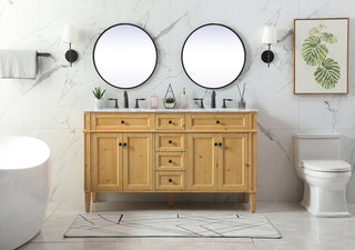 60 inch double bathroom vanity in natural wood