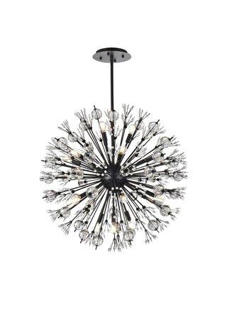 Vera 32 inch crystal starburst round pendant in black