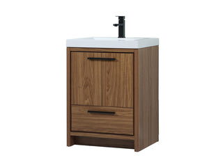 24 inch Single bathroom vanity in walnut brown