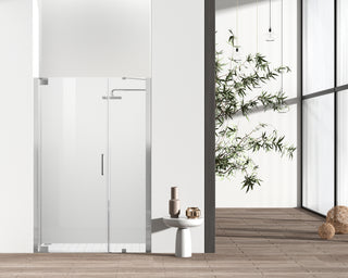 Semi-frameless hinged shower door 48 x 72 Brushed Nickel