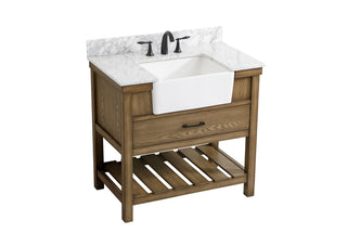 36 inch Single bathroom vanity in driftwood with backsplash