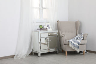 29 in. mirrored cabinet in antique silver