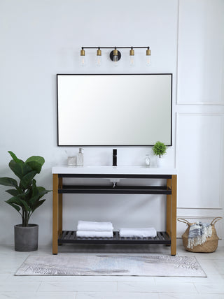 48 inch Single Bathroom Metal Vanity in Golden Black