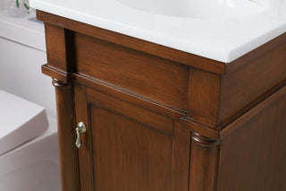 18 inch Single Bathroom vanity in walnut  with ivory white engineered marble