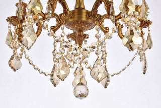 Rosalia 5 light French Gold Flush Mount Golden Teak (Smoky) Royal Cut Crystal