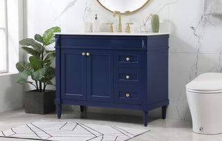 42 inch Single bathroom vanity in blue with backsplash