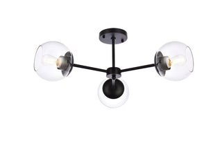 Briggs 26 inch flush mount in black with clear shade