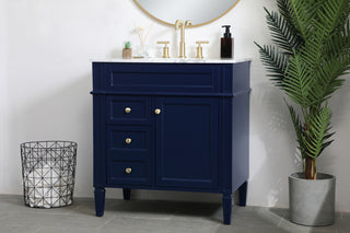 32 inch Single bathroom vanity in blue