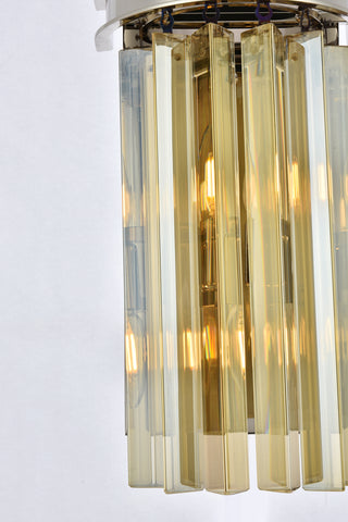 Sydney 2 light polished nickel Wall Sconce Golden Teak (Smoky) Royal Cut Crystal