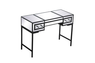 42 inch mirrored flip top vanity table in black