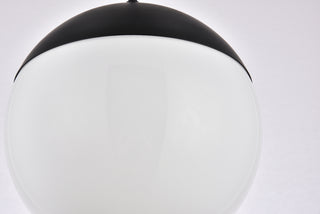 Eclipse 1 Light Black Pendant With Frosted White Glass