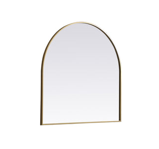 Metal Frame Arch Mirror 36x36 Inch in Brass